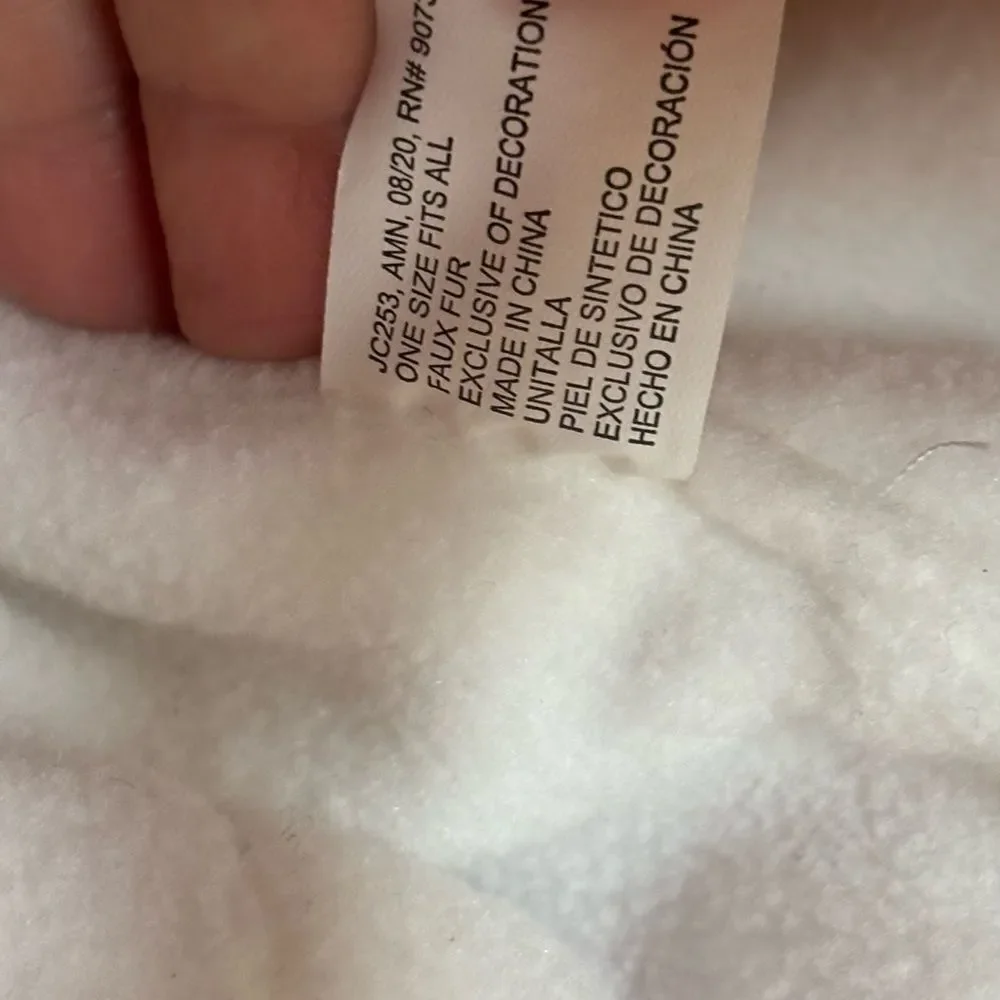 Juicy Couture Baby glam iridescent white plush cap hat head covering